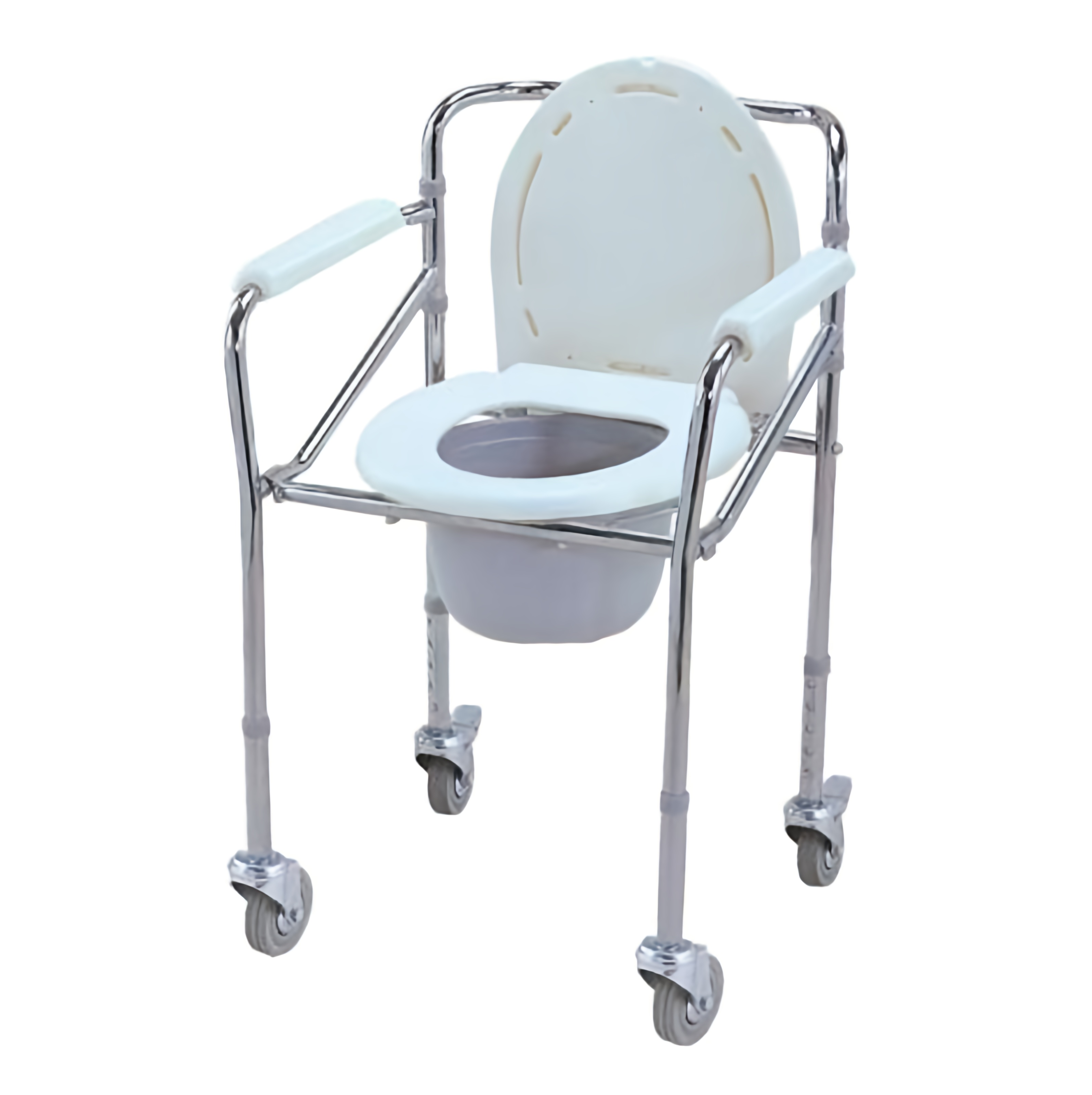 Commode Chair| Castor | Foldable   | Adjustable | Steel Frame