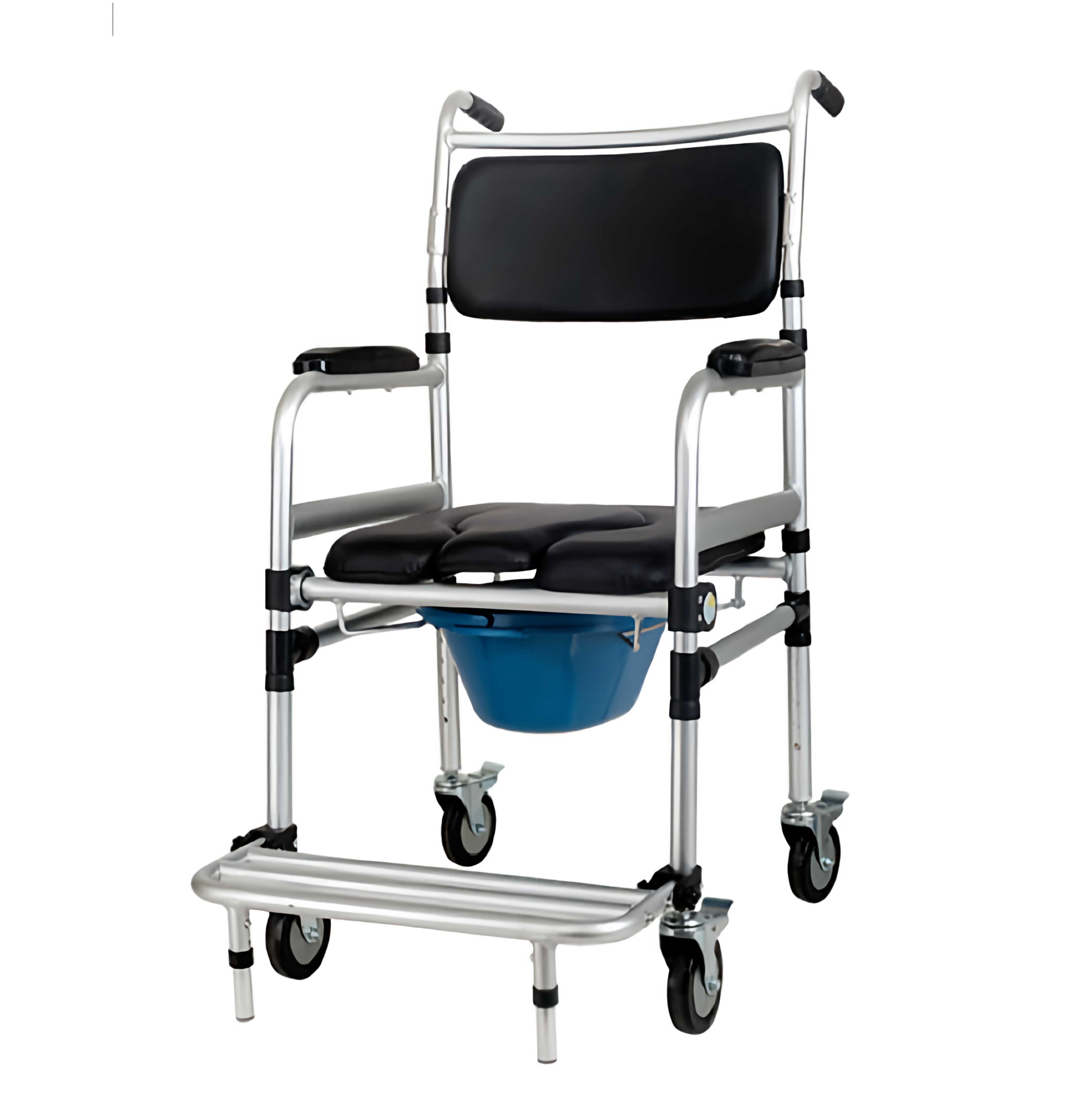 Shower Commode Chair| Wheels | Foldable | Adjustable Height| Aluminium 