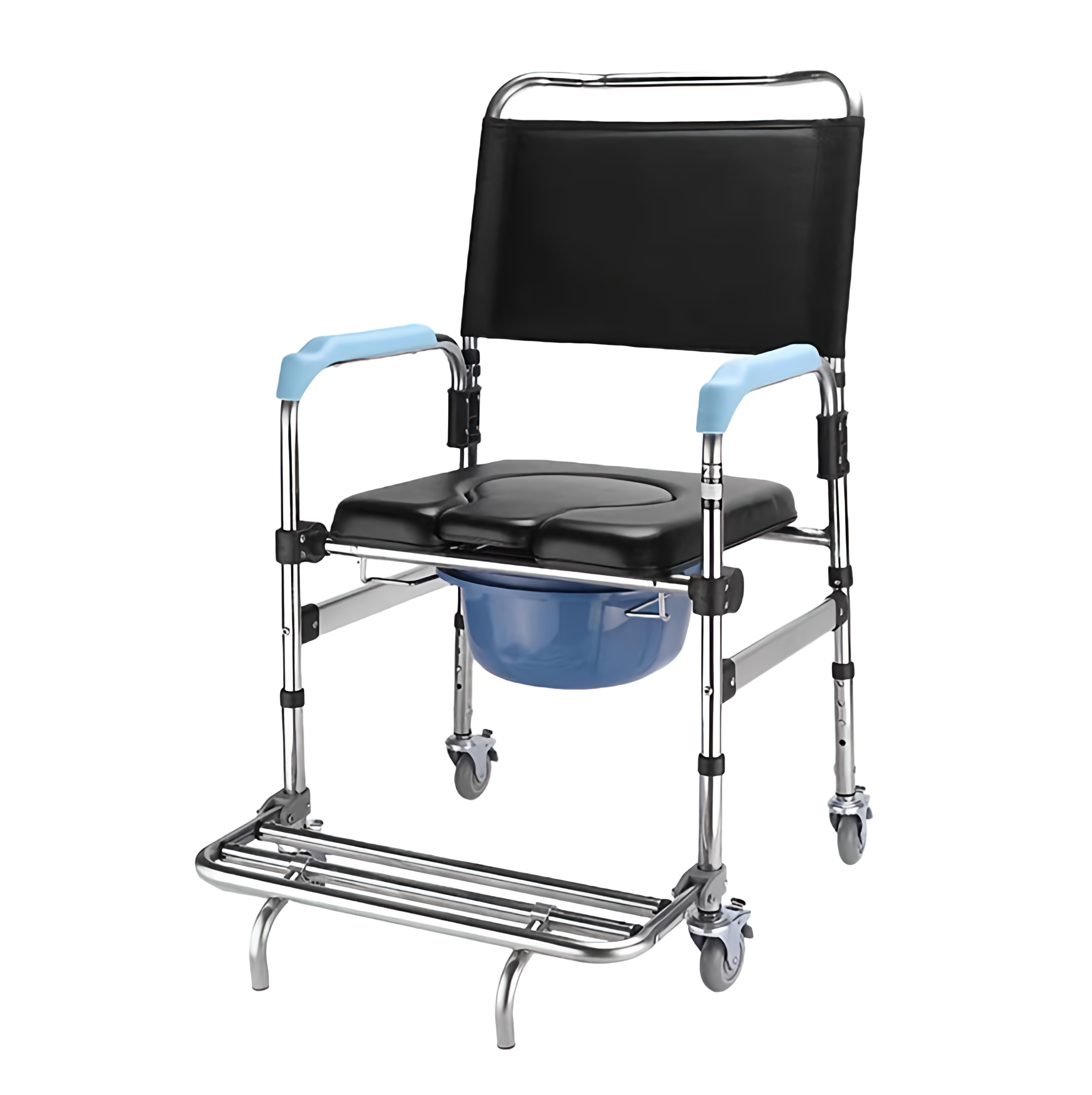 Shower Commode Chair| Wheels | Height Adjustable | Aluminium 