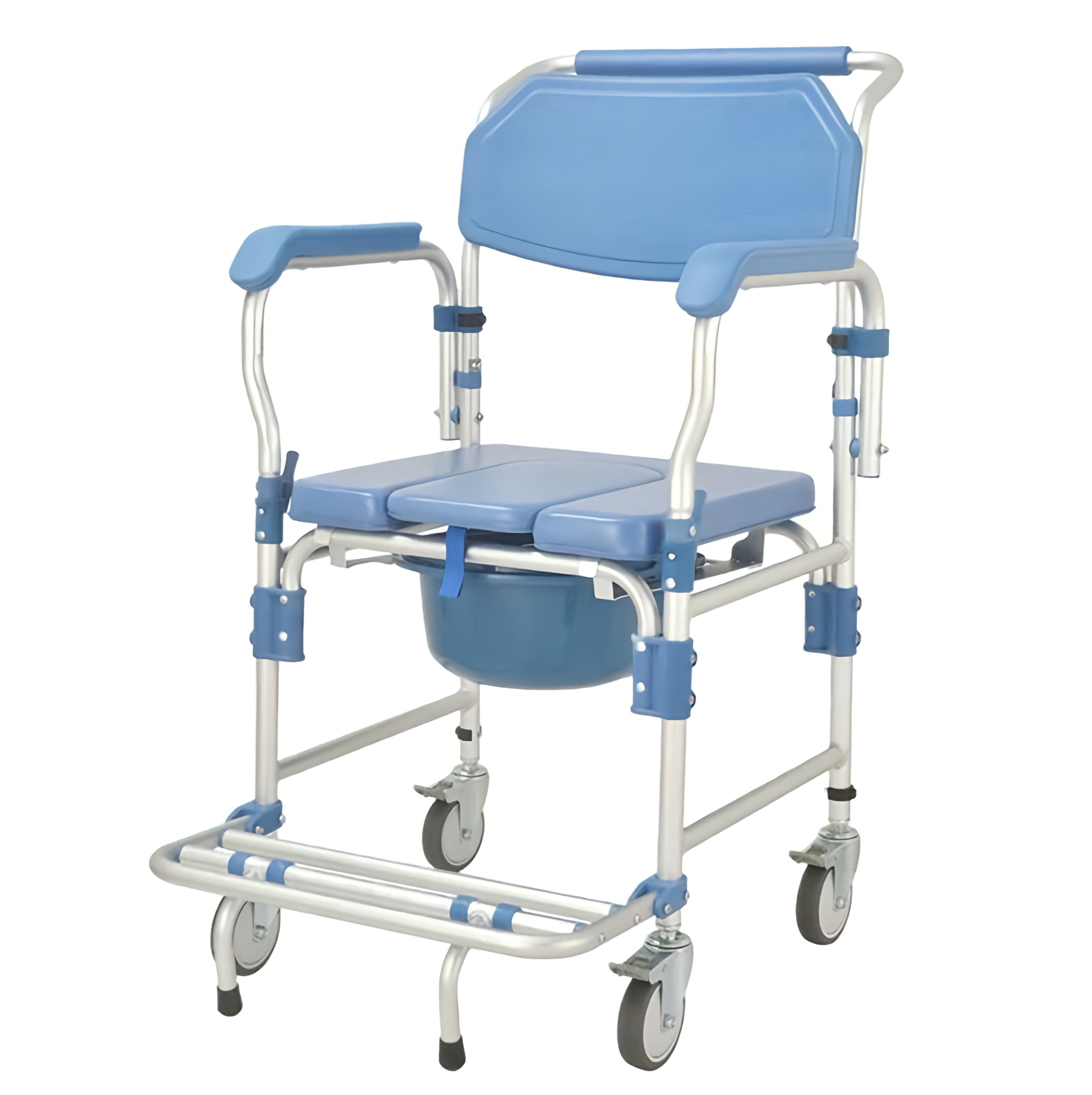 Shower Commode Chair | Flip_Up Armrest | Wheels | Aluminium