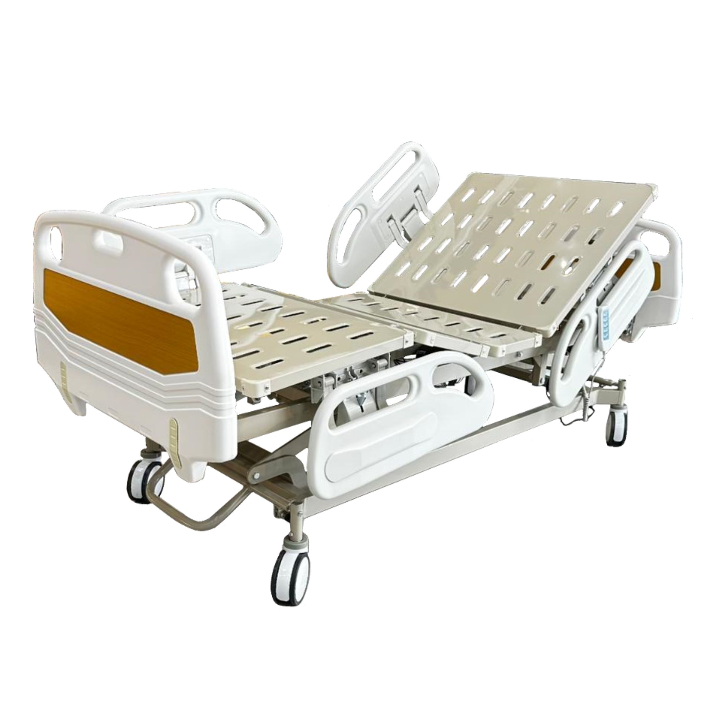 Hospital/Homecare Bed | Electrical | Hi-Lo | 5 Crank Function | Inclinable Bed | With 4 Split Fold Down Side Rail
