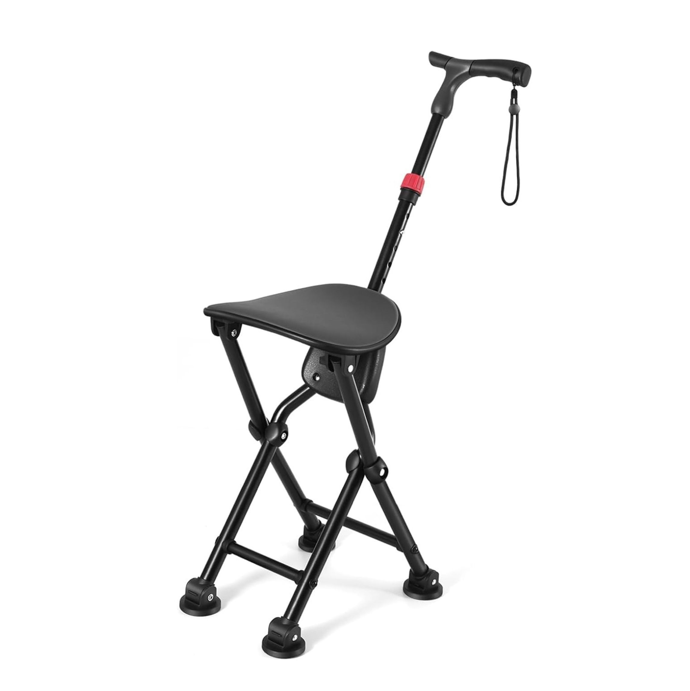 Folding Seat Cane | Heavy Duty | 4 Legs Base |  Aluminium