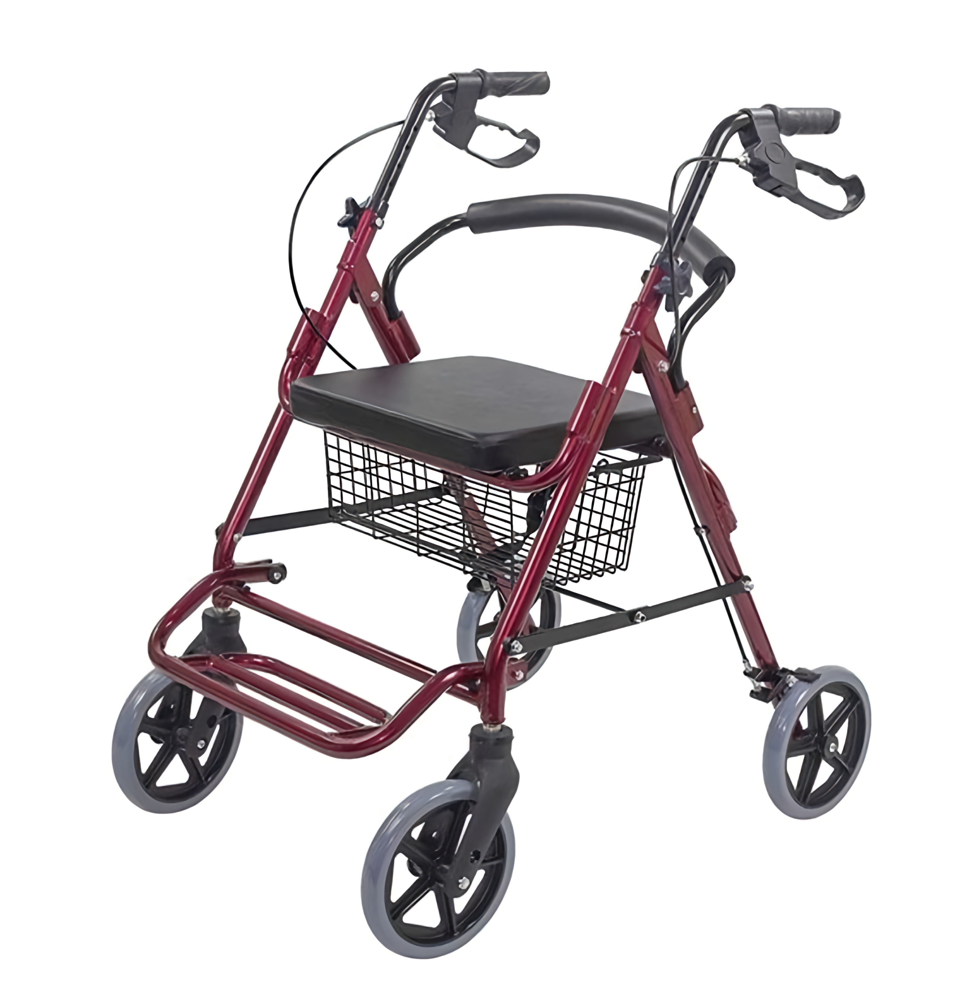 Rollator | Foldable | C/W Footrest and Seat | 4 castors with Brakes | Aluminium 