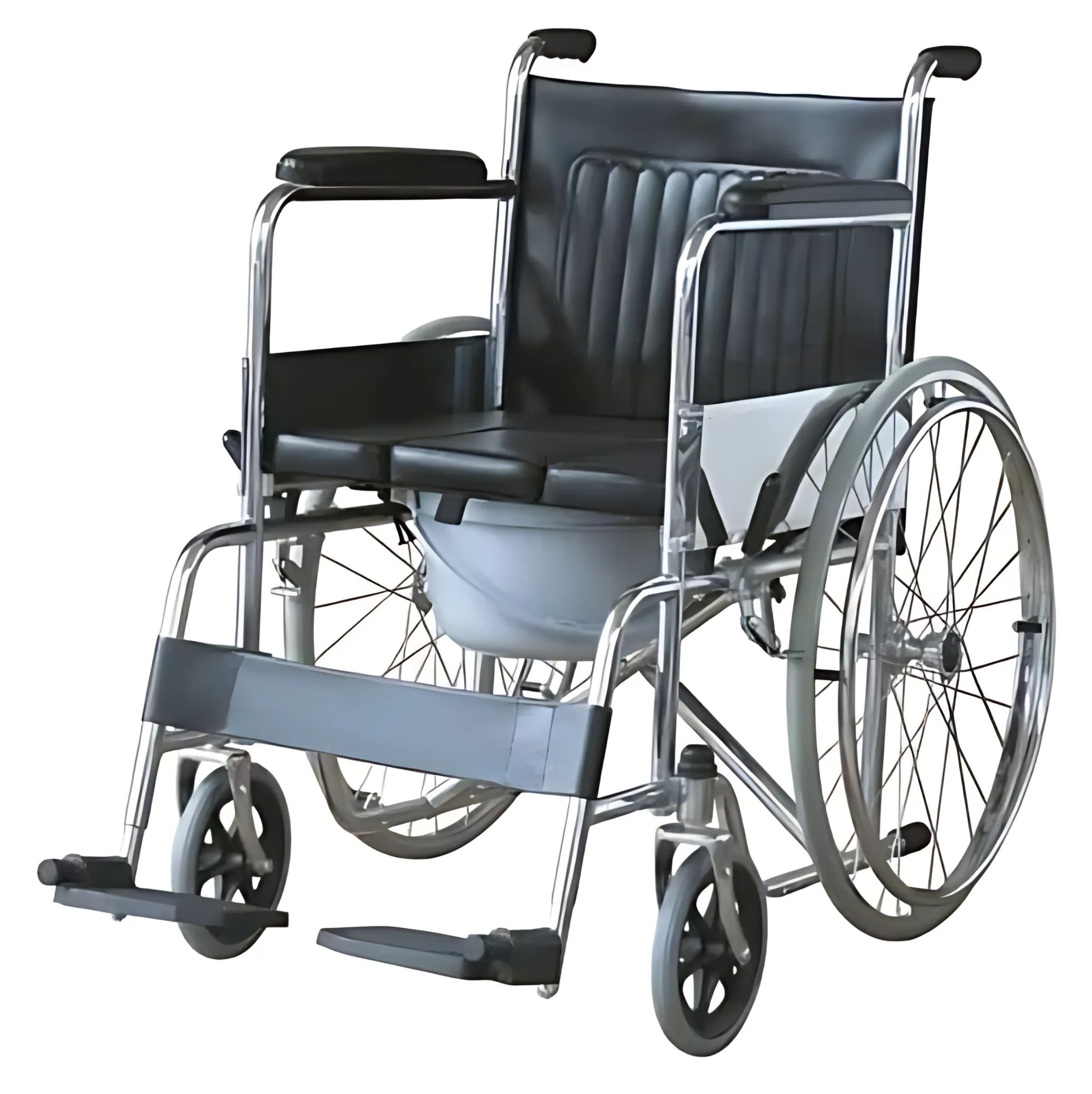 Commode Wheelchair | Chrome Steel Frame | Seat Width : 46CM